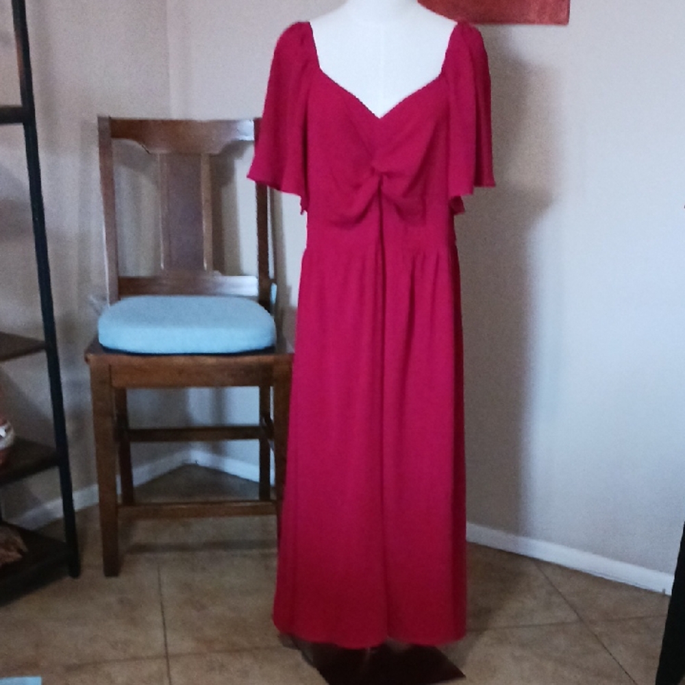Women's Red Knot-Front Maxi Dress
